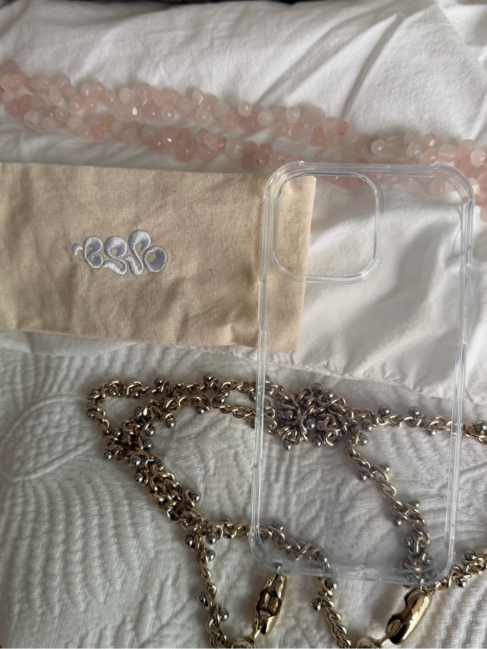 Clear Transparent Phone Case with Gold Chain Strap